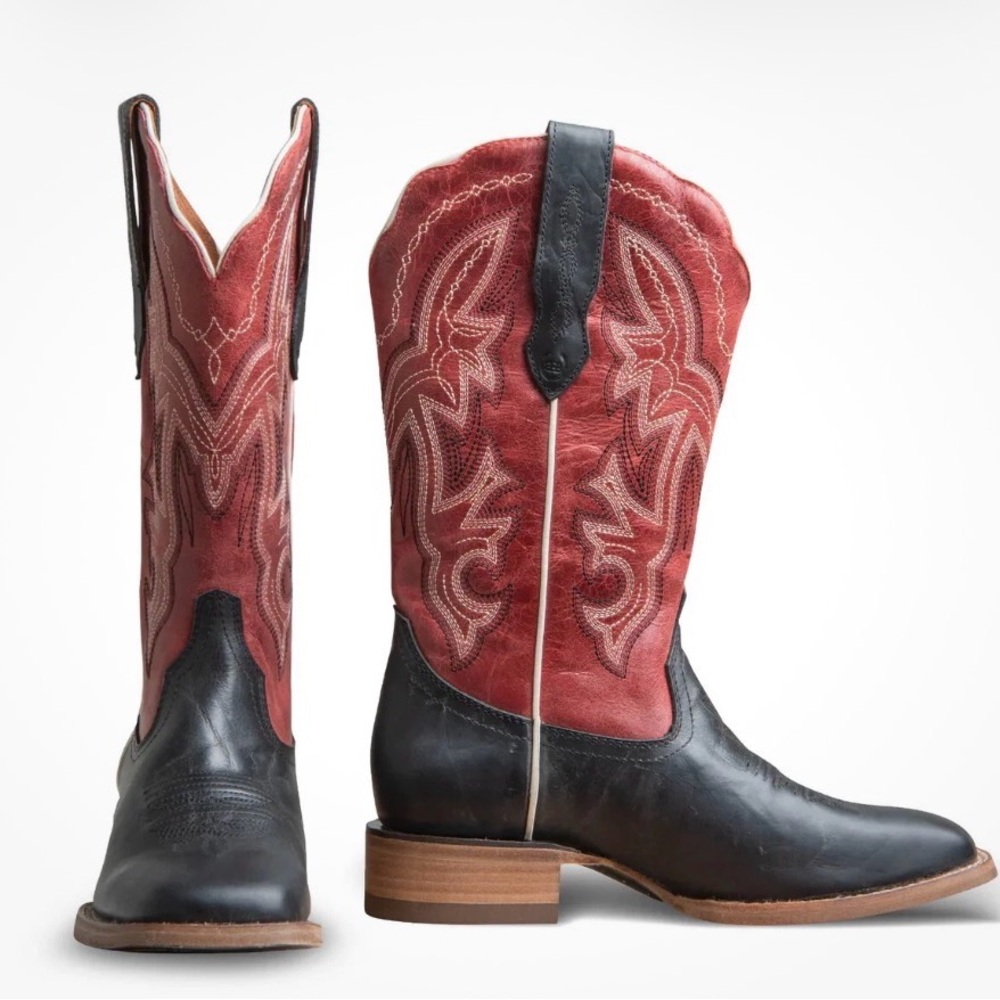 Buck & Brana Fedra Western Boots Black & Red Hawai Leather NEW Size 7
